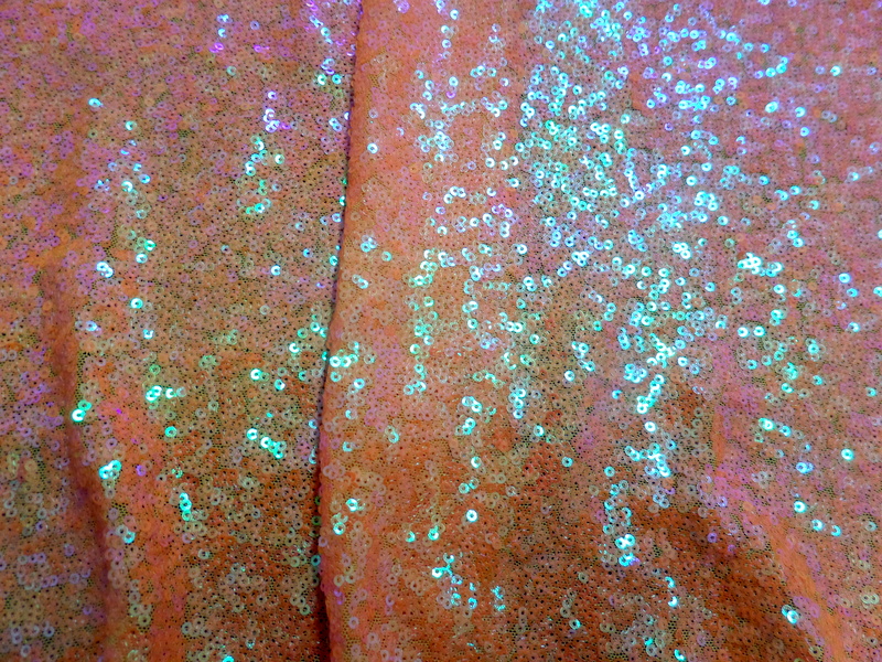 9.Orange Iridescent Sequins On mesh